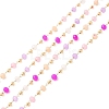 Faceted Rondelle Glass & Round 304 Stainless Steel Beaded Chains CHS-G026-01KCG-01-1