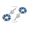 Glass Hexagon Dangle Earrings EJEW-MZ00305-4