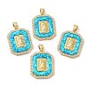 Rack Plating Brass Micro Pave Cubic Zirconia with Synthetic Opal Pendants KK-D088-23G-1