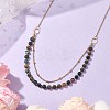 6mm Round Natural Indian Agate Beaded Lariat Necklaces NJEW-JN04964-2