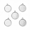 Tibetan Style Antique Silver Alloy Flat Round Pendant Cabochon Settings X-TIBEP-M022-29AS-1