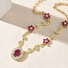 Brass Pave Cubic Zirconia Flower Pendant Necklaces NJEW-C121-04A-01G-3