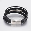 Men's Braided Leather Cord Multi-strand Bracelets BJEW-P198-06-2
