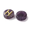 Brass Elder Futhark Alphabet Engraved Symbol Flat Round Natural Amethyst Rune Stones G-I373-01M-2