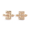 Brass Micro Pave Cubic Zirconia Letter Links ZIRC-I042-16G-E-2