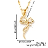 Elegant Brass Pave Clear Cubic Zirconia Bowknot Necklaces for Women NG1085-1-3