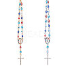 DICOSMETIC 2Pcs 2 Colors Alloy Rhinestone Cross Charm Bracleet with Colorful Resin Evil Eye Beaded Chains BJEW-DC0001-07-1