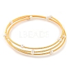 Three-Loops Brass & Natural Freshwater Pearl Beaded Wrap Bracelets for Women BJEW-F470-01G-1