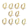 Brass Pave Cubic Zirconia Hoop Earrings for Women EJEW-L269-122G-1