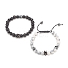 2Pcs 2 Style Cubic Zirconia Braided Bead Bracelet BJEW-JB08050-01-4