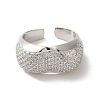 Brass Pave Cubic Zirconia Open Cuff Rings for Women RJEW-M169-05P-1