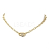 Brass Paperclip Chain Necklaces with Rectangle Brass Micro Pave Clear Cubic Zirconia Screw Carabiner Lock Charms NJEW-JN06410-4