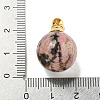 Natural Rhodonite Perfume Bottle Pendants G-K338-22G-04-3