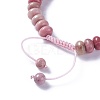Adjustable Natural Rhodonite Braided Bead Bracelets BJEW-F369-A14-3