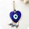 Heart with Evil Eye Glass Pendant Decorations EVIL-PW0002-08B-1