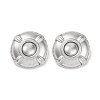 304 Stainless Steel Flat Round Stud Earrings EJEW-K295-17P-1