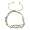 Natural Shell & Synthetic Turquoise Braided Bead Bracelet BJEW-TA00416-01-1