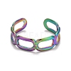 Rainbow Color Ion Plating(IP) 304 Stainless Steel Oval Wrap Open Cuff Ring for Women RJEW-A005-21MC-1