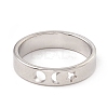 304 Stainless Steel Moon and Star Finger Ring for Women RJEW-A006-02P-1