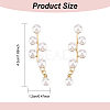 ANATTASOUL 1 Pair ABS Plastic Imitation Pearl Beaded Leafy Branch Dangle Stud Earrings EJEW-AN0001-51-2