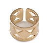 Ion Plating(IP) 304 Stainless Steel Rhombus Open Cuff Rings for Women RJEW-G285-31G-2