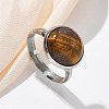 Half Round Natural Tiger Eye Finger Rings X-RJEW-M062-01P-08-1