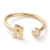 Brass Micro Pave Clear Cubic Zirconia Cuff Rings RJEW-J074-01G-R-1