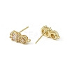 Brass Micro Pave Clear Cubic Zirconia Stud Earring Findings LS-KK-C107-06G-2