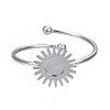 Non-Tarnish 304 Stainless Steel Open Cuff Finger Ring Cabochon Settings STAS-T060-12P-1
