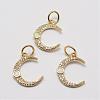 Brass Cubic Zirconia Charms ZIRC-P036-20-G01-RS-2