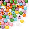 Kissitty 210Pcs 7 Colors Spray Painted Natural Wood Beads WOOD-KS0001-13-3