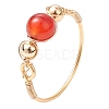 Round Natural Quartz Crystal & Rose Quartz & Green Aventurine & Amethyst & Carnelian Finger Rings RJEW-JR00819-4