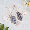 Natural Sodalite Bullet & Leaf Dangle Stud Earrings EJEW-PH01406-03-2