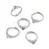 Heart Natural Aquamarine Adjustable Rings RJEW-G273-13P-02-1