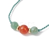 Natural Green Aventurine & Striped Agate Round Beads Braided Bead Bracelets for Women BJEW-JB11978-3