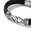 Men's Braided Black PU Leather Cord Bracelets BJEW-K243-38AS-2
