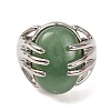 Oval Natural Green Aventurine Finger Ring G-Q184-06C-P-2