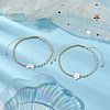 2Pcs 2 Styles Moon & Star Freshwater Shell & Natural Rainbow Moonstone Braided Bead Bracelet Sets BJEW-JB10531-2