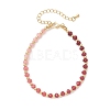 Brass & Dyed Natural Malaysia Jade Rondelle Beaded Bracelets for Women BJEW-JB13323-01-2