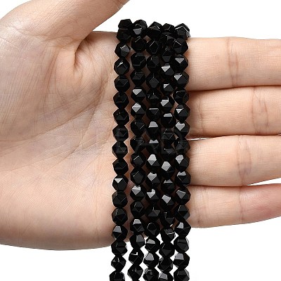 Natural Black Onyx Beads Strands G-Z119-A04-01-1