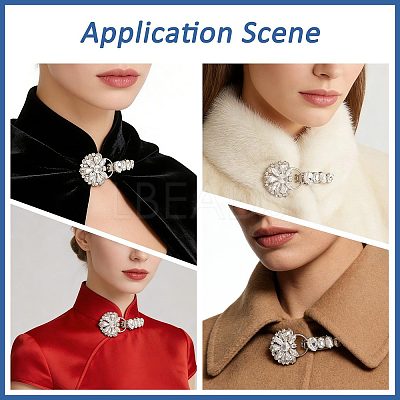 2Pcs Flower Alloy Rhinestone Snap Lock Clasps FIND-FH0018-22A-1