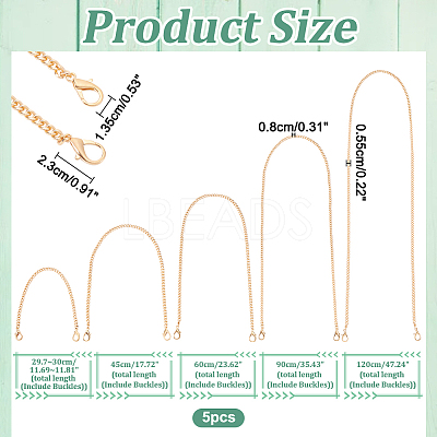 5Pcs 5 Style Purse Chains FIND-WR0009-65KCG-1