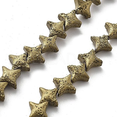 Electroplated Natural Lava Rock Beads Strands G-A251-C01-01A-1