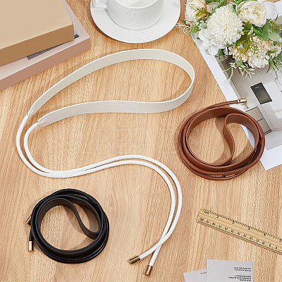 3Pcs 3 Colors Bowknot PU Leather Wrap Around Waist Bands AJEW-CL0003-46-1