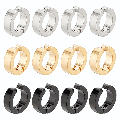 6 Pairs 3 Colors Ion Plating(IP) 304 Stainless Steel Cuff Earrings EJEW-UN0001-92-1