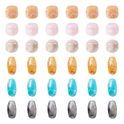 60Pcs 6 Colors Opaque Acrylic Beads OACR-TA0004-96-1