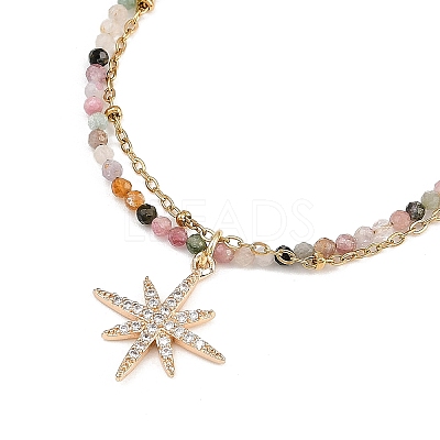 Natural Multicolor Tourmaline Beads Bracelets & Necklaces Sets SJEW-JS01358-1