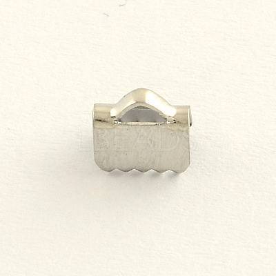 Tarnish Resistant Stainless Steel Ribbon Crimp Ends LS-STAS-Q187-03-1