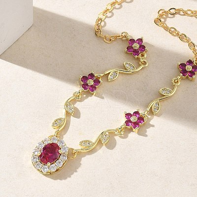 Brass Pave Cubic Zirconia Flower Pendant Necklaces NJEW-C121-04A-01G-1