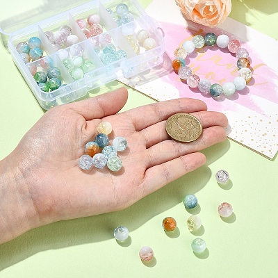 80Pcs 8 Colors Transparent Crackle Glass Beads GLAA-YW0003-50-1